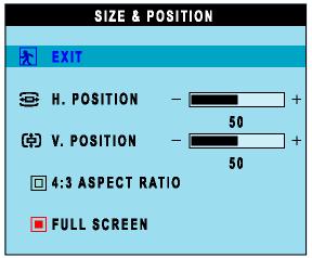 Icon Menu Name and Submenus COLOR SETTINGS Description Color Settings adjusts the color temperature: EXIT: Exit this menu. NATURE COLOR: Equivalent to original panel color.