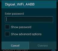 Scan for Wi-Fi networks and select your Wi-Fi name for example Digicel_WiFi_AABB. 3. Enter your Wi-Fi password as found on your Wi-Fi sticker and press Connect.
