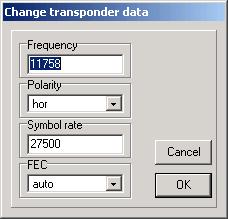 5.e Transponder functions In the Manhattan 2500/5500 receivers there are no transponder lists in the settings. The transponder data (frequency, symbol rate, etc.