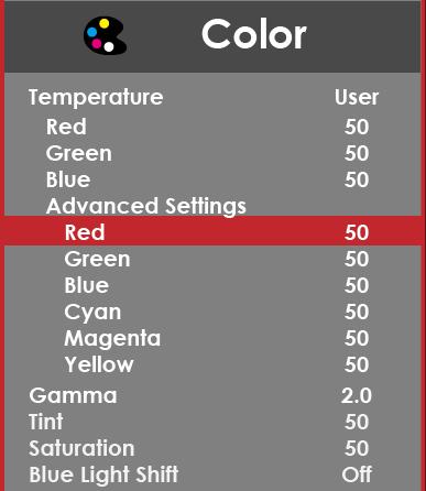 COLOR 1. TEMPERATURE This option let users select different color temperatures of the monitor. a. NORMAL This color temperature is for users who prefer a neutral white ba