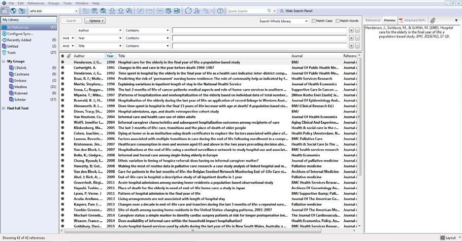 Endnote Desktop Library : a first view Groups Search