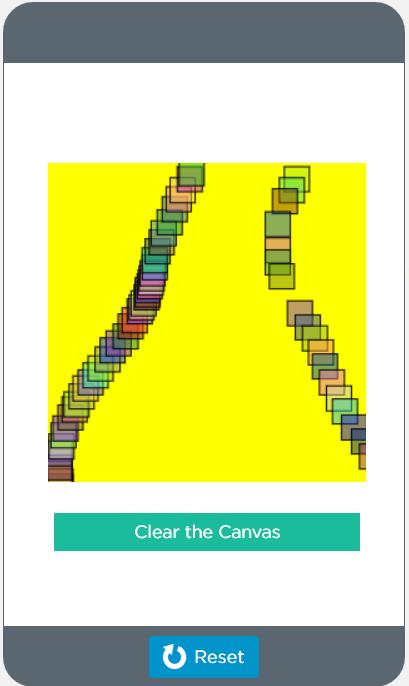 Program 3. Create a 250 by 250 pixel canvas in the middle of the screen. Give it a background color (by drawing a big colored rectangle).