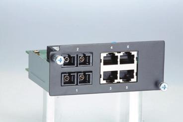 PM-7200-2G/4G series Gigabit Ethernet combo modules support 2 or 4 SFP slots.
