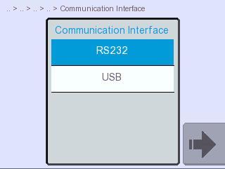 Select "RS232" or "USB" depending in which cable you have connected to the
