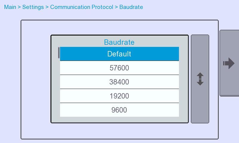 Select "Default" for the baudrate.