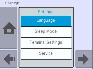 The menu "Terminal Settings" lets you set the communication settings for external communication.