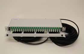 (Above) Patch panel NC-200; (below) Pre-assembled patch panel NC-232 as a pigtail cable kit for 96 fibres Patch panels for 19 racks and cabinets Patch panel NC-200 For up to 48 fibres Size: 430 (19 )