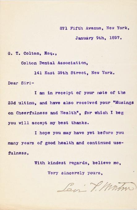a) January 9, 1897-Dated Typed