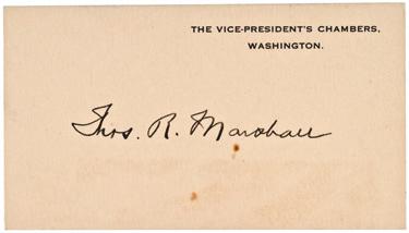 25, d) Card Signed Thos. R. Marshall, 2.