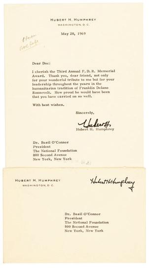 5, d) March 6, 1956-Dated Typed Letter Signed H Humphrey, 2 x.