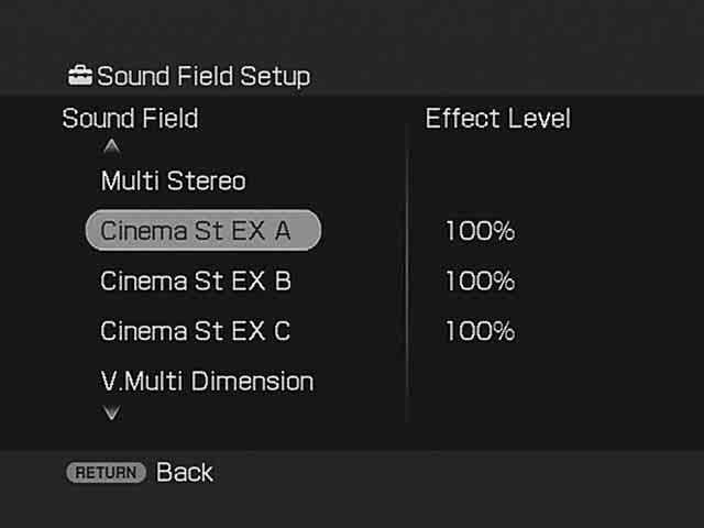 6 Press V/v repeatedly to select the surround sound you want. To select Enhanced Surround Mode 1 Select Enhanced Sur Mode in step 5 above.
