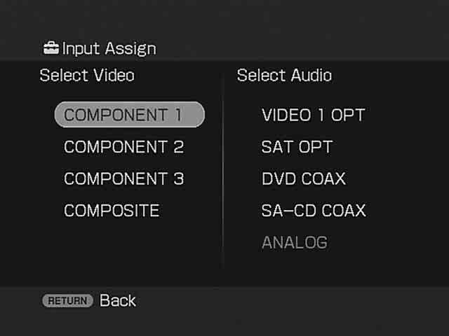Enjoying the sound/ images from other inputs You can reassign video and/or audio signals to another input.
