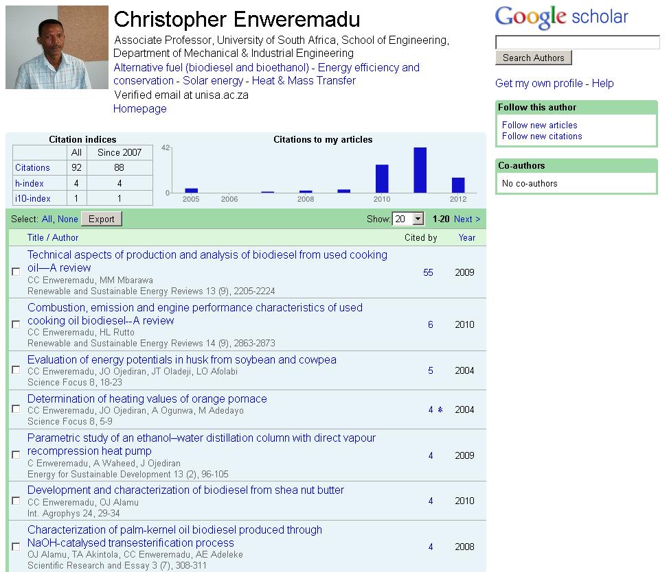 Google Scholar Citation Profile