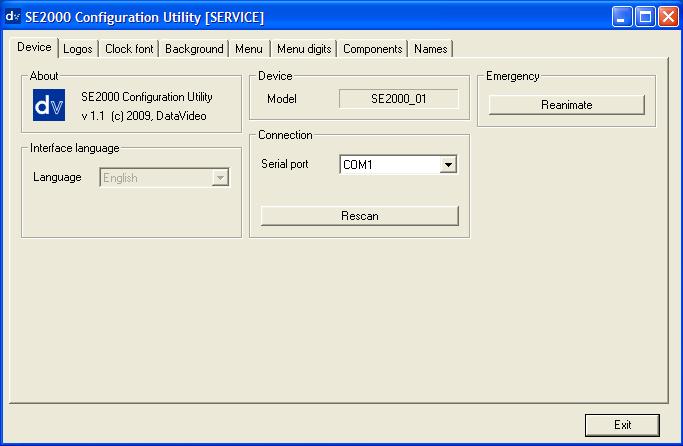 SE-2000 Configuration Utility The Configuration Utility software allows a PC (running Windows XP Professional) to make changes to the mixer*.