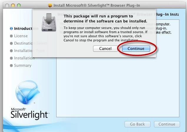 Installing Silverlight Plug-In for a MAC a. Click on Install for Macintosh b.