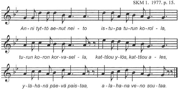 K. LÁZÁR: The Message of the Folk Music of the Finno-Ugrian Language Relatives 35 The next group is Baltic Finno-Ugrians; we find Estonians, Finnish and Saami here.