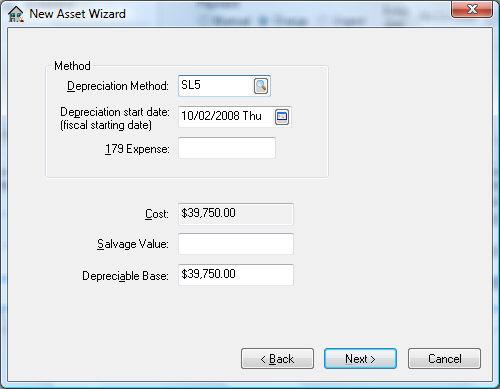 Managing Rental Equipment 4. Enter a Depreciation Method by clicking on the lookup button and selecting a method.