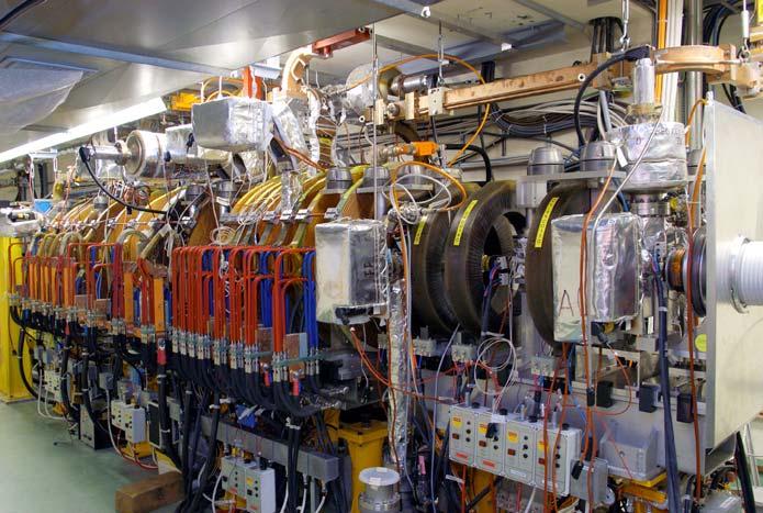 8 A long train of electron bunches is accelerated in the Drive Beam Accelerator with a 3 GHz RF system.