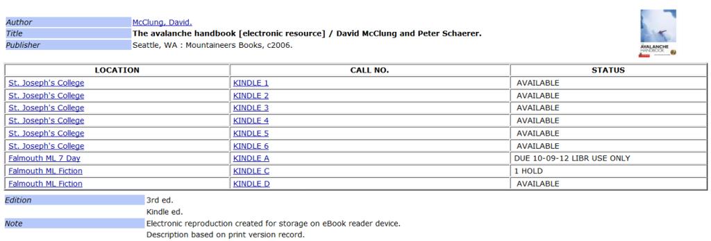 Notice how a patron would be able to tell which specific devices have the ebook they want.