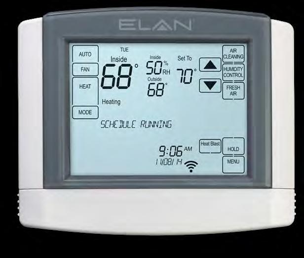 The EL-TSTAT-8820 Wi-Fi Touchscreen Thermostat featuring ELAN Discovery is an internetconnected thermostat designed to balance all aspects of indoor air
