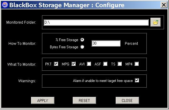 Picture below displays the Black Box Manager GUI set up as default.