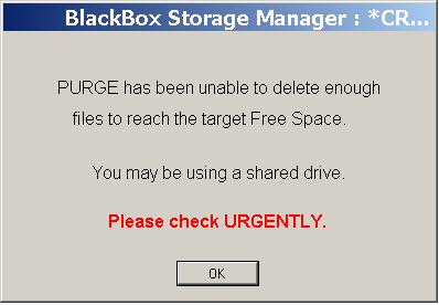 Once the free space becomes less than the monitored amount the Black Box Manager will automatically delete the oldest monitored files. We recommend running with 30% free storage.