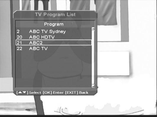 By pressing OK key at selected EPG, a clock mark appearing at the right side of selected EPG means the selected EPG is Booked.