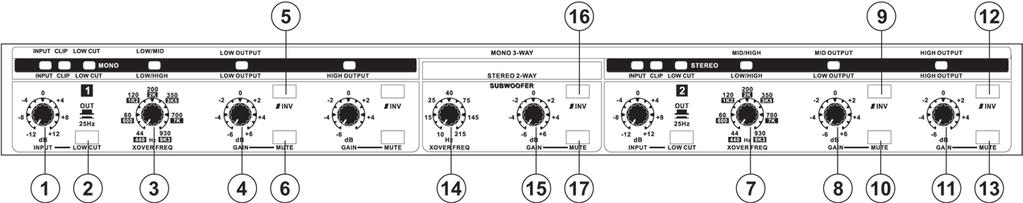 3-WAY MONO OPERATION Set the XO-231 to 3-way mono by releasing the Mode buttons on the rear of the device.