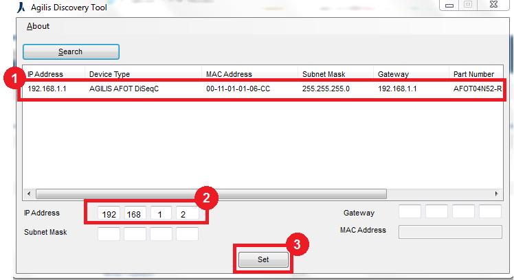 Chapter 3 Maintenance & Troubleshooting MODIFY NETWORK PARAMETERS USING THE AGILIS DISCOVERY TOOL To change the network configuration of the AFOT unit, perform the following steps: 1.