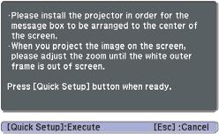 In the case of a screen having an aspect ratio of 4:3, the projected image is corrected so that it fits perfectly in the screen. Refer to Quick Start Guide for how to do the operation.