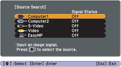image signal being input are ignored when you change by pressing the [Source Search] button.