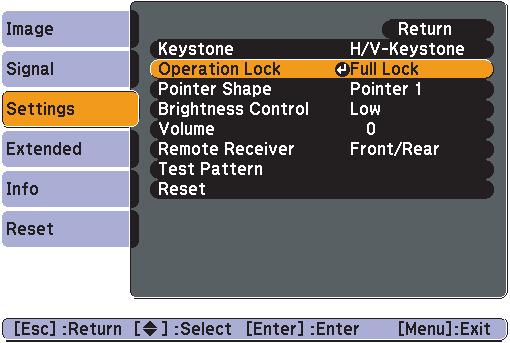 Security Functions 37 Restricting Operation (Operation Lock) Do one of the following to lock the operation buttons on the control panel. Full lock All of the buttons on the control panel are locked.