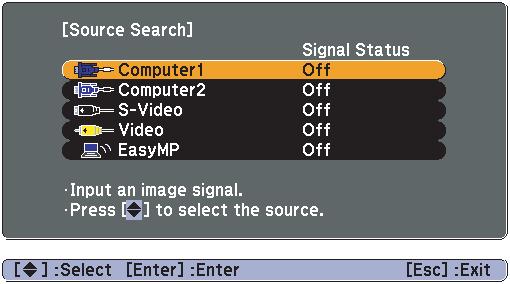 image signal being input are ignored when you change by pressing the [Source Search] button.