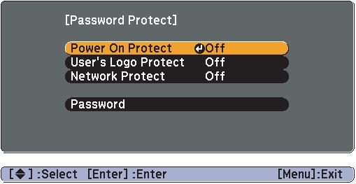 Security Functions 37 f Setting Password Protect Use the following procedure to set Password Protect. Procedure A Hold down the [Freeze] button for about five seconds.