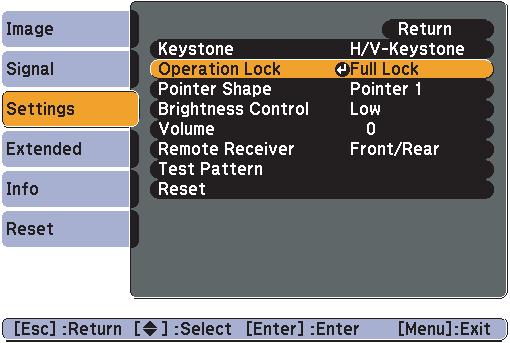 Security Functions 39 Restricting Operation (Operation Lock) Do one of the following to lock the operation buttons on the control panel. Full lock All of the buttons on the control panel are locked.