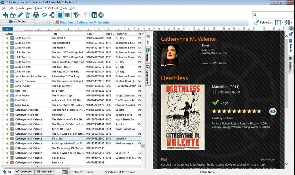 Book Collectorz Computer App (Windows) Here is an example of a personal collection, on Windows 10.