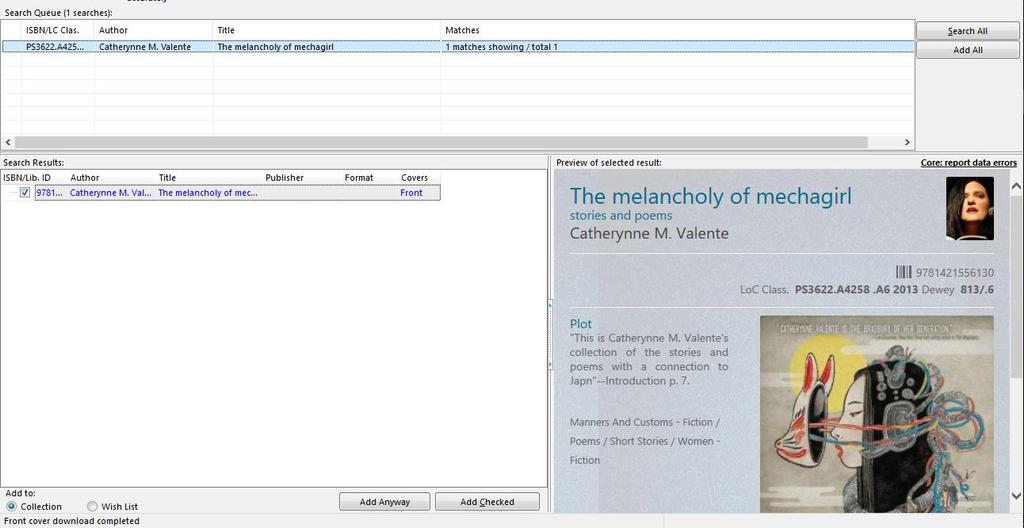 Book Collectorz Computer App (Windows) Manually Adding Books: Here are two examples of searches done