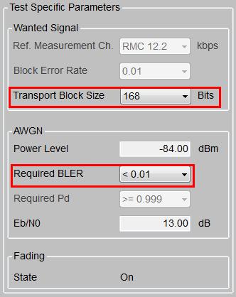 Demo Program Fig. 3-45 shows the parameters of the test. Select the wanted Transport Block Size and the Required BLER.