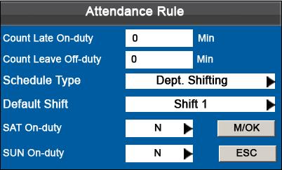 : When individual-based scheduling is used, employees who are not scheduled take the default shift. Press / to move the cursor to a desired option.