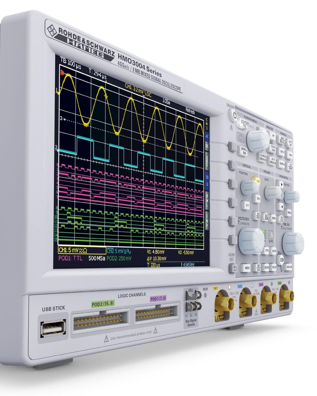 HMO 3000 SERIES Precise Signal Analysis An excellent sampling rate in combination with a large memory depth is the key for precise signal analysis.