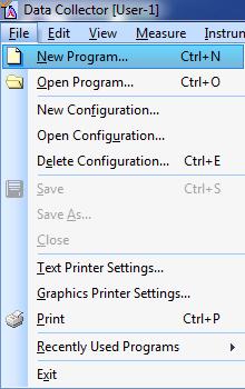 File>New Program menu New Program w/ options for Program Type >