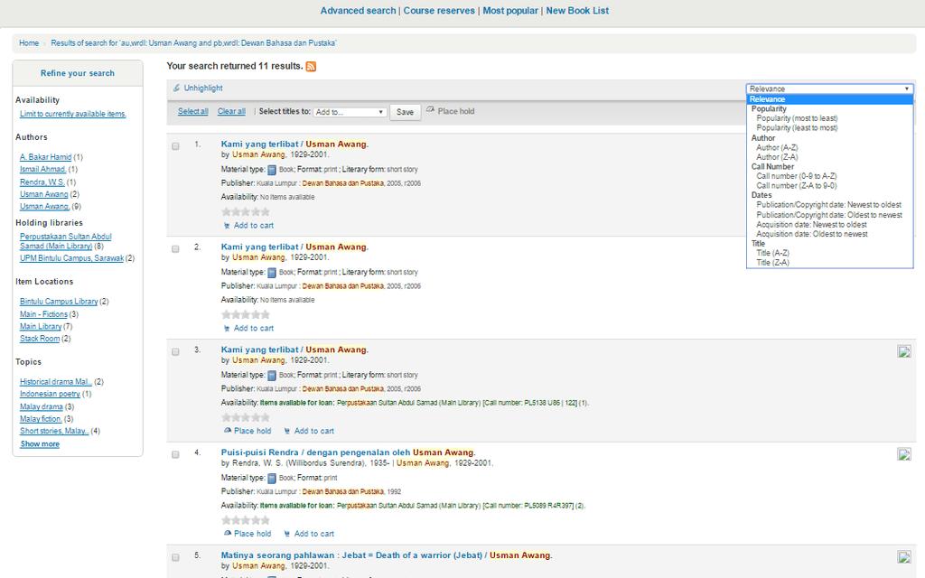 ADVANCED SEARCH Author AND Publisher NOTE Your search results = 11 You can