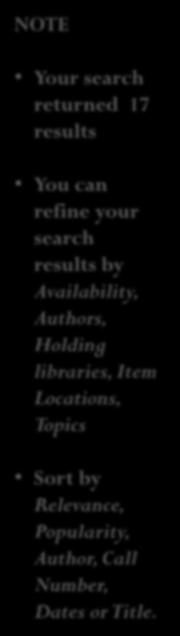 search results by Availability, Authors, Holding