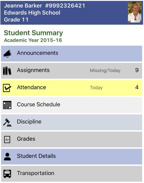 Student Summary The Student Summary screen shows all of the areas available in Tyler SIS Student 360 for the selected student.