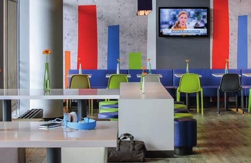 In lobby and lounge areas, too, Kathrein technology provides reliable connections Cafeteria ibis budget we like to rely on a well-balanced concept.
