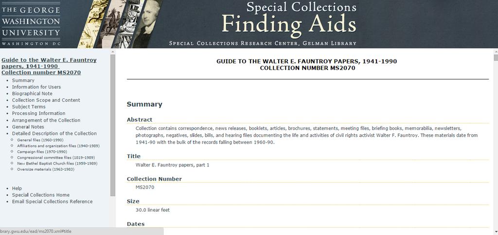 The Finding Aid An online tool that helps users