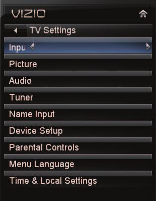 Adjusting the TV Settings From the TV Settings Menu, you can: Change the input source Adjust the picture settings Adjust the audio settings Adjust the tuner settings Name device inputs Activate Game