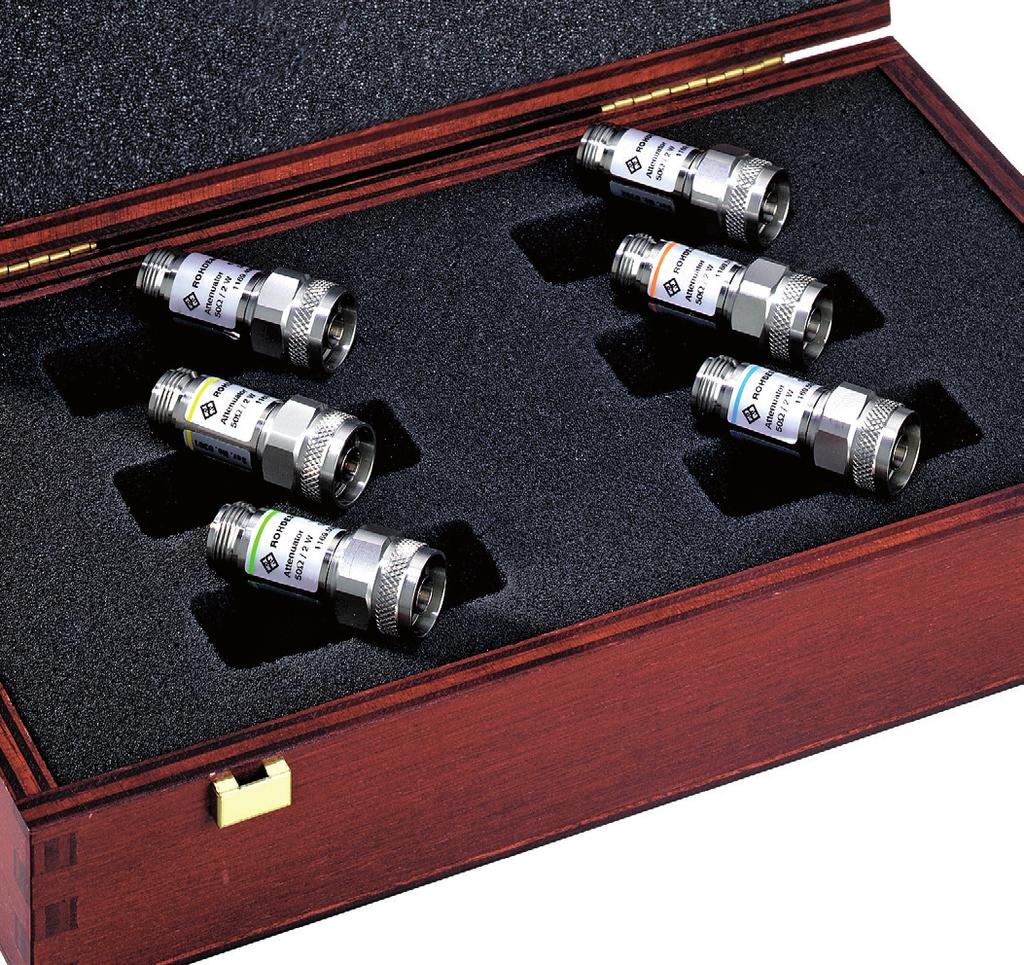 The kit is PTB-calibrated and consists of the following: 3 6 db attenuators 2 10 db attenuators 2 20 db attenuators PTB calibration certificate Attenuation calibration