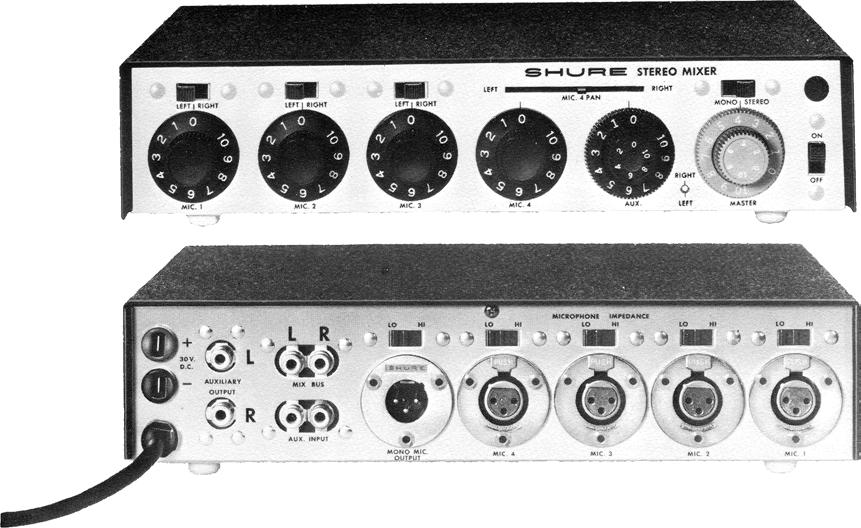 audio-visual and multi-media presentations in which a stereo music source is used in the input mix; (2) for high quality amateur recording with tape recorders that do not have mixing capability; (3)