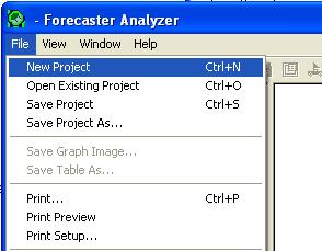 Then the data files must be loaded to create a project. The Forecaster Analyzer can process multiple data files.